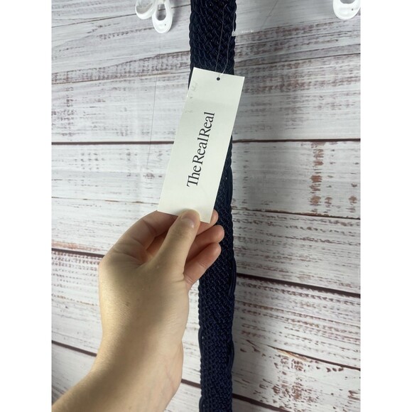 Ralph Lauren Collection Womens Woven Knit Wide Dress Belt Navy Blue Small main image 6
